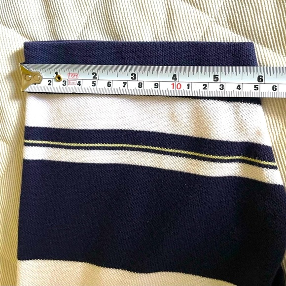 Lacoste marine style woman polo shirt navy blue cotton white striped Logo Eur 40 - Picture 9 of 16